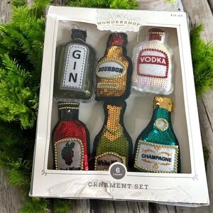 Wondershop Target Holiday Liquor Bottle Ornaments Set of 6‎ Gin Vodka Bourbon